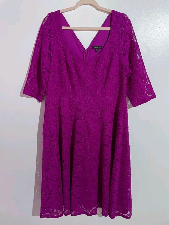 Lane Bryant Dresses & Skirts - Lane Bryant Fuchsia Lace Midi Dress Size 18